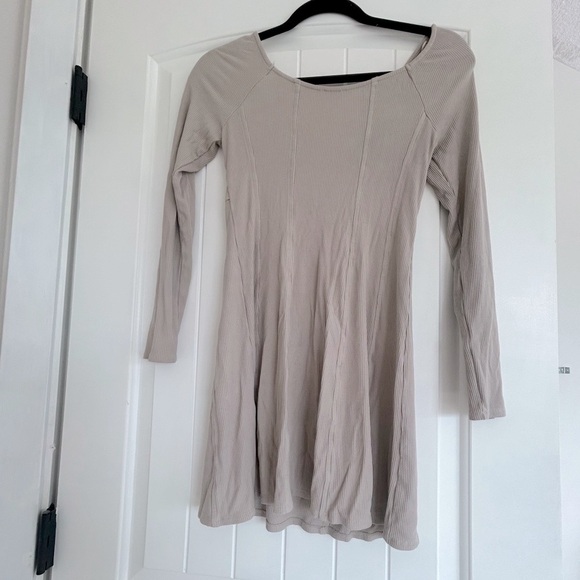 West of Melrose Beige, Cream Cottagecore Tie Front Fall Layering Mini Dress - Picture 3 of 6